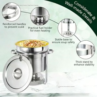 BOSAI Bain-marie autoalimenté en acier inoxydable épaissi, sections isolées, chauffage à l'alcool, 7L/11L, Or/Argent