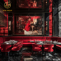 Ensemble de meubles commerciaux sur mesure Ron Group, table carrée en marbre, chaise de restaurant personnalisée, banquette incurvée en velours pour restaurant