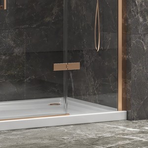 Kamalu KT6000RG porta doccia a battente 2 pannelli fissi 175cm spazzolato oro rosa vassoio rettangolare dritto per custodie bagno - Product Image 5