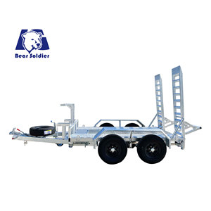 Remorque de transport de <span class=keywords><strong>véhicule</strong></span> UTV galvanisée à chaud Remorque de tondeuse à gazon à excavatrice à double essieu avec plaque plate pour une utilisation <span class=keywords><strong>utilitaire</strong></span> de cargaison - Product Image 1
