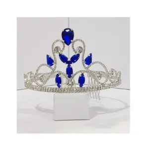 Tiaras de buena calidad, corona nupcial para decoraciones de boda, accesorios nupciales para el cabello para mujer, Tiara de piedra del Rin DE LA India