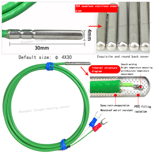 K-loại cặp nhiệt điện không thấm nước và dầu kháng nhiệt độ thăm dò, màu xanh lá cây PTFE dây cặp nhiệt điện cảm biến nhiệt độ - Product Image 2