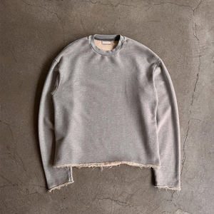 T-Shirt da <span class=keywords><strong>Uomo</strong></span> Personalizzata 100% <span class=keywords><strong>Cotone</strong></span> con Orlo Grezzo, Manica Lunga Tagliata, Maglietta Casual Semplice, Produttore di Felpe - Product Image 1