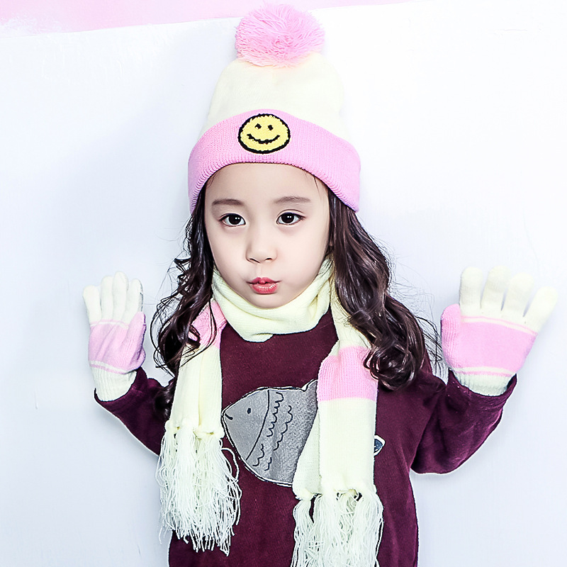 Прямые продажи с фабрики, детская зимняя шапка на заказ, вязаные перчатки, 100% акриловый шарф, наборы с вышивкой