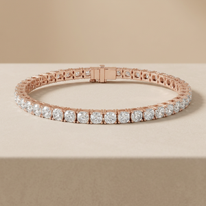 Bracelet et jonc de mariage en or rose avec diamant de laboratoire taille princesse, bijoux de luxe unisexe avec certification IGI - Product Image 4