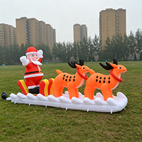 Décoration de Noël gonflable de 5 m en forme de train, rennes et pingouins, en tissu Oxford, pour extérieur, jardin, événements et fêtes