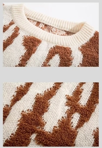 Suéter de punto americano Retro para hombre de otoño e invierno, Color que combina con rayas irregulares, cuello redondo suelto, viento Perezoso - Product Image 6