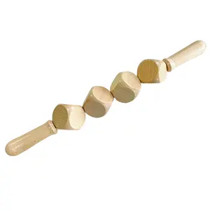 4 Rollers Cube Anti Cellulite Back Waist Leg Roller Stick Therapy Wood Tool Body Massager