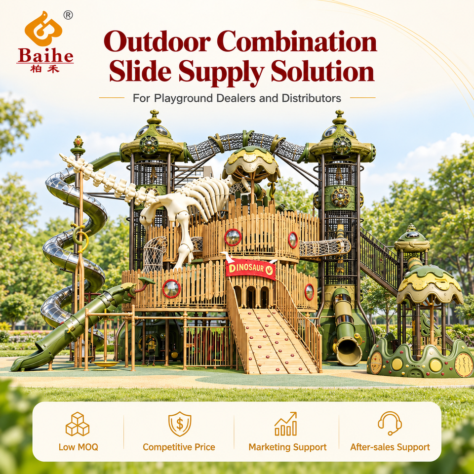 Large Outdoor Playground Equipment Dinosaur Theme Tower Platform Multi ...