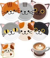 Sous-verres pour amoureux des chats, cadeau amusant pour la table de bureau, porte-gobelet en céramique pour la maison, le bureau, accessoires de décoration mignons