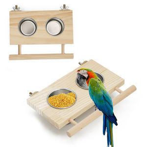 Mangeoire pour perroquets en acier inoxydable Abreuvoirs pour caille en bois Mangeoire pour pigeons avec noix Mangeoire pour oiseaux - Product Image 2