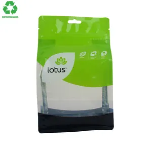 Low Moq Custom Recyclable 200G 100Microns PP Plastic Green Food Grade Flexible Pouch Coffee Flat Bottom Pouch Packaging Bag