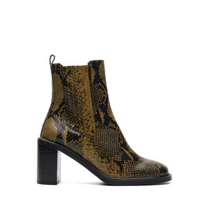 Fabricant de bottes personnalisées à motif serpent pour femmes <span class=keywords><strong>Bottines</strong></span> en cuir de <span class=keywords><strong>python</strong></span> à talon bloc <span class=keywords><strong>Bottines</strong></span> en cuir de <span class=keywords><strong>python</strong></span> à talon carré personnalisées - Product Image 2