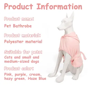 Albornoz con capucha gruesa SunRay Mascota, Toalla de baño para perros de secado rápido y superabsorbente, pijama para perros, albornoz para mascotas