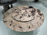 Pieds de table ronds en acier inoxydable de luxe haut de gamme, plateau de table à manger en marbre luxueux, base de table ronde effet miroir
