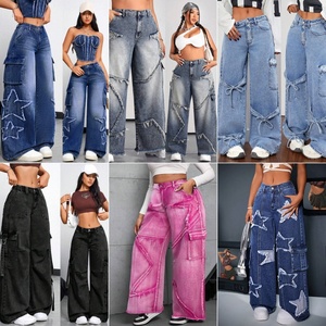 Jeans <span class=keywords><strong>Cargo</strong></span> Casual da <span class=keywords><strong>Donna</strong></span> a Vita Alta, Multi-Tasche, in Denim, Asciugatura Rapida, Vestibilità Regolare, Vendita all'Ingrosso - Product Image 6