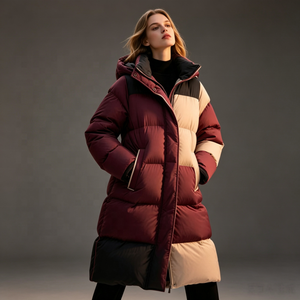 Parka Imbottito in Piuma d'Oca Bianca al 90% per Donna, Giacca Lunga con Cappuccio Bordeaux, Calda e Spessa, Moda Invernale, Produzione ODM/OEM - Product Image 6