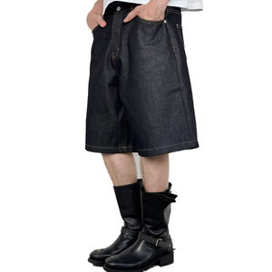 High Quality Custom Jorts Baggy Lndigo Raw Selvedge Denim Shorts Men 100% Cotton Vintage High Waist Super Wide Leg Denim Jorts - Product Image 2