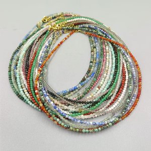 Collier ras du cou minimaliste en pierre naturelle de <span class=keywords><strong>cristal</strong></span> de guérison 3mm pour femme - Product Image 3