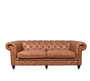 ชุดโซฟาเชสเตอร์ฟิลด์หนังแท้คุณภาพพรีเมียมหรูหรา  แบบเดี่ยว แบบคู่ แบบสามที่นั่ง โซฟาห้องนั่งเล่น โซฟาแบบติดกระดุม  เฟอร์นิเจอร์โรงแรม - Product Image 1