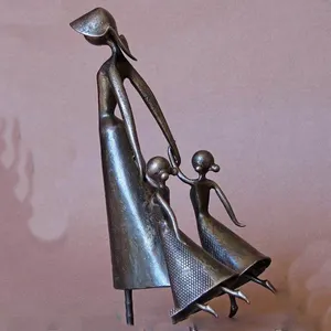 Home Decorative Figure Mother And Child Abstract Statue Mothers Day Gifts Handmade Metal Statue