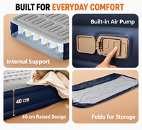 Matelas pneumatique surélevé de 40 cm avec pompe intégrée amovible, surface floquée douce, lit d'appoint pliable pour la maison et le camping