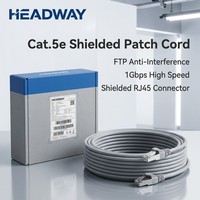 Cable de Conexión Ethernet Blindado Cat5e FTP HEADWAY, Alta Velocidad 100MHz, PVC Gris, Cable de Red RJ45 para LAN de Oficina
