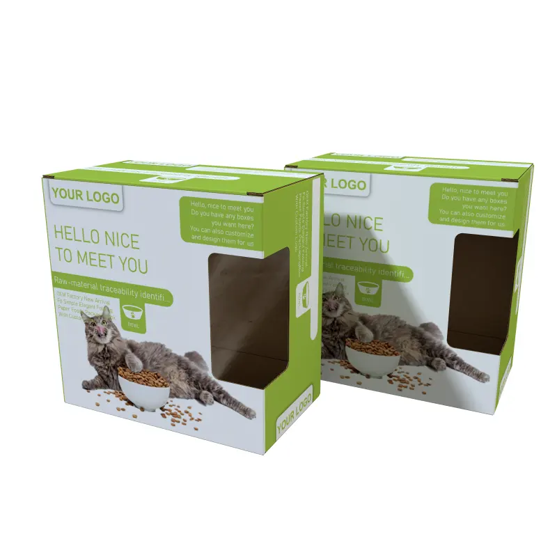 Caja de papel para comida de mascotas OEM, novedad, caja de embalaje de comida plegable para perros y gatos, caja de papel con logotipo personalizado de fábrica para productos animales