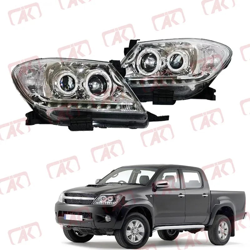 Хромированные СВЕТОДИОДНЫЕ фары высокой мощности Drl Angel Eyes, фары проектора для Toyota Hilux Vigo N70 2005-2011