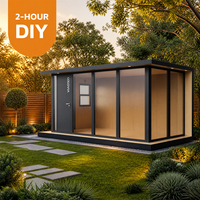 COCOVIA Studio de jardin modulaire 4,4 m en aluminium, bureau préfabriqué pour l'arrière-cour, cabine isolée moderne pour les centres de villégiature et l'hôtellerie