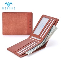 Dompet penyimpan kartu merek kulit asli dan kanvas Vintage kualitas tinggi mode kustom pabrik untuk pria