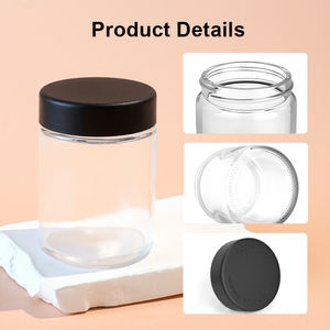 Pot en verre transparent noir et blanc de 4 oz avec couvercle résistant aux enfants - Product Image 6