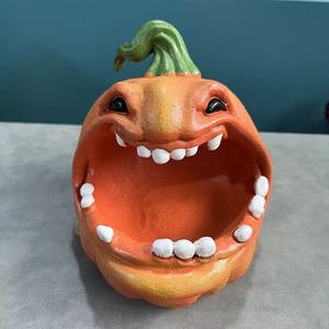 Suministro de fábrica: Bandeja de almacenamiento de calabaza con diseño de grimace espeluznante, organizador de llaves y monedas para entrada de Halloween, adorno decorativo de resina para escritorio, regalos - Product Image 6