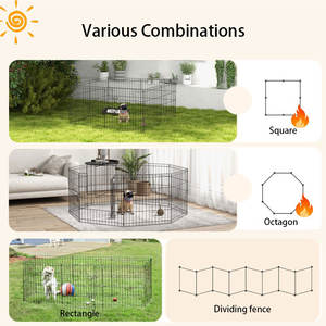 折りたたみ式 メタル ペット ケージ ドア付き 犬用 フェンス サークル プレイペン - Product Image 3