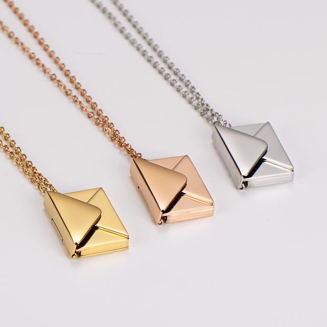 Wholesale Blank Engravable Jewelry Custom Engraved Personalised Christmas Gifts Stainless Steel Envelope Necklace Pendant