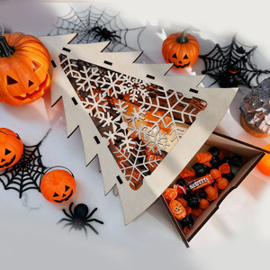 Boîte à bonbons en forme de sapin de Noël en bois, pliable, décoration de maison DIY, ornement festif d'intérieur - Product Image 3