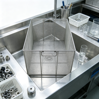 Panier de rangement en treillis métallique en acier inoxydable avec poignées, écologique, durable, personnalisé, pour la cuisine et le lavage de pièces industrielles