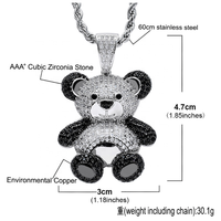 Collier Hip Hop en plaqué or véritable avec zircon et laiton, pendentif panda, collier avec pendentif panda