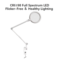 Lampe de bureau LED en métal, design contemporain rond, avec éclairage supérieur et inférieur, gradation tactile/ajustement des couleurs, pour le bureau, la conception et la peinture