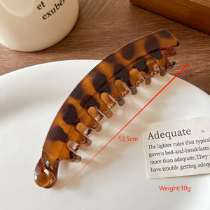 Pince à cheveux banane rétro imprimé léopard, grande taille, pour demi-queue de cheval, accessoires pour femmes et filles - Product Image 3