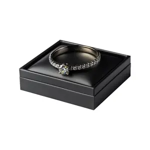 Black jewellery necklace packet boxes lid and base for bracelet ring packaging men gift jewelry box