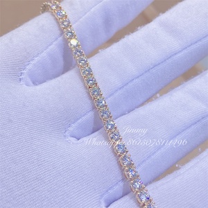 Grosir Perhiasan Hip Hop <span class=keywords><strong>10K</strong></span> Asli Kuning Putih Mawar Emas VVS Moissanite Berlian Es Keluar Gelang Tenis Kustom - Product Image 1