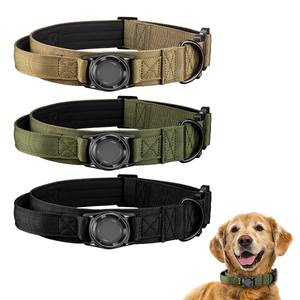 Dog <b>Collar</b> With <b>Tracker</b> Cover Nylon Adjustable Pet Anti-Lost Dog <b>Collar</b> for Airtag Tactical Dog <b>Collars</b> - Product Image 5