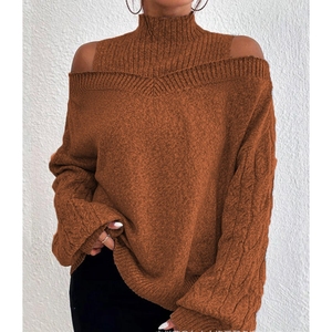 Nouveau pull ample sans bretelles à col mi-haut pour femme, tendance - Product Image 4