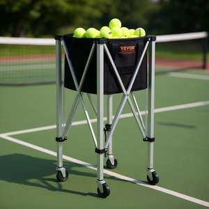 Carrello Portapalle da Tennis Vevor con Capacità di 150 Palline, Pieghevole in Lega di Alluminio con Ruote per Allenamento e Uso Esterno - Product Image 2