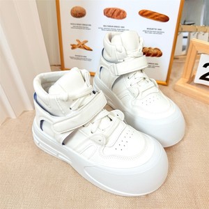 Femmes doux semelle épaisse tête <span class=keywords><strong>pain</strong></span> chaussures PU semelle extérieure en caoutchouc fermeture à enfiler blanc haut conseil à la mode confortable - Product Image 4
