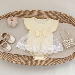 OEM ODM Engepapa Baby Meisjes Kleding Zomer Pasgeboren Baby Rompertje Kant Korte Mouw Baby Romper Babykleding - Product Image 1