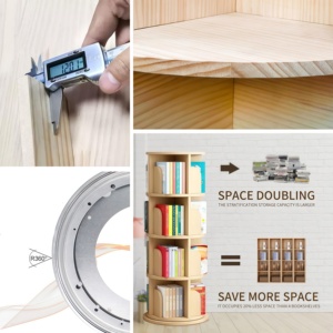 Librería Giratoria de Madera de 360 Grados para Niños, <span class=keywords><strong>Pequeña</strong></span>, de Esquina, para Almacenamiento de Juguetes, Organizador Bonito en Caja de Madera - Product Image 5