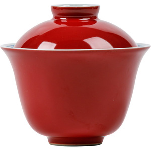 Guanlan Palace Museum Red Ceramic Gaiwan With Lid Hand Painted Double Lines Porcelain <b>Tea</b> Bowl For Kung Fu <b>Tea</b> <b>Set</b> - Product Image 5