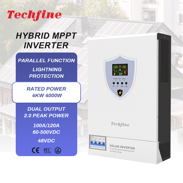 Techfine on Grid Off Grid Hybrid 3.6kw 4kw 6.2kw Solar Inverter With lightning protection Function 220/230/240VAC Output Voltage